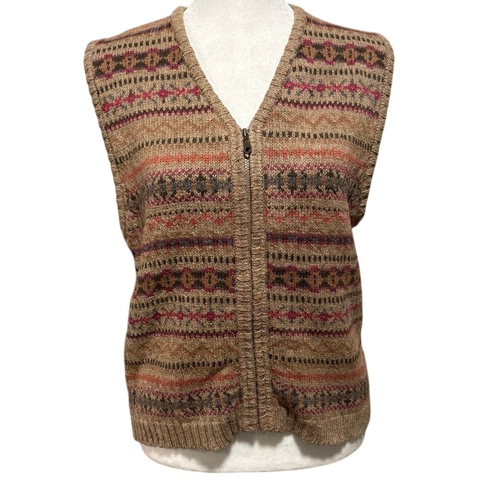 Vintage Woolrich Size S Zip Front Sweater Vest Fair Isle